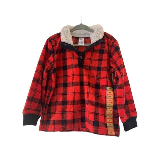 CARTER’S Boys Buffalo Plaid Fleece Sherpa Collar Pull Over / Size: 3T - Picture 1 of 5